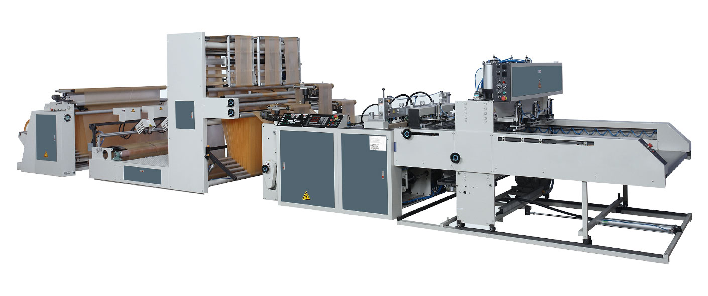 High Speed 3 Lines T-Shirt Bag Making Machine With Hot Slitting and Side Gusseting Unit